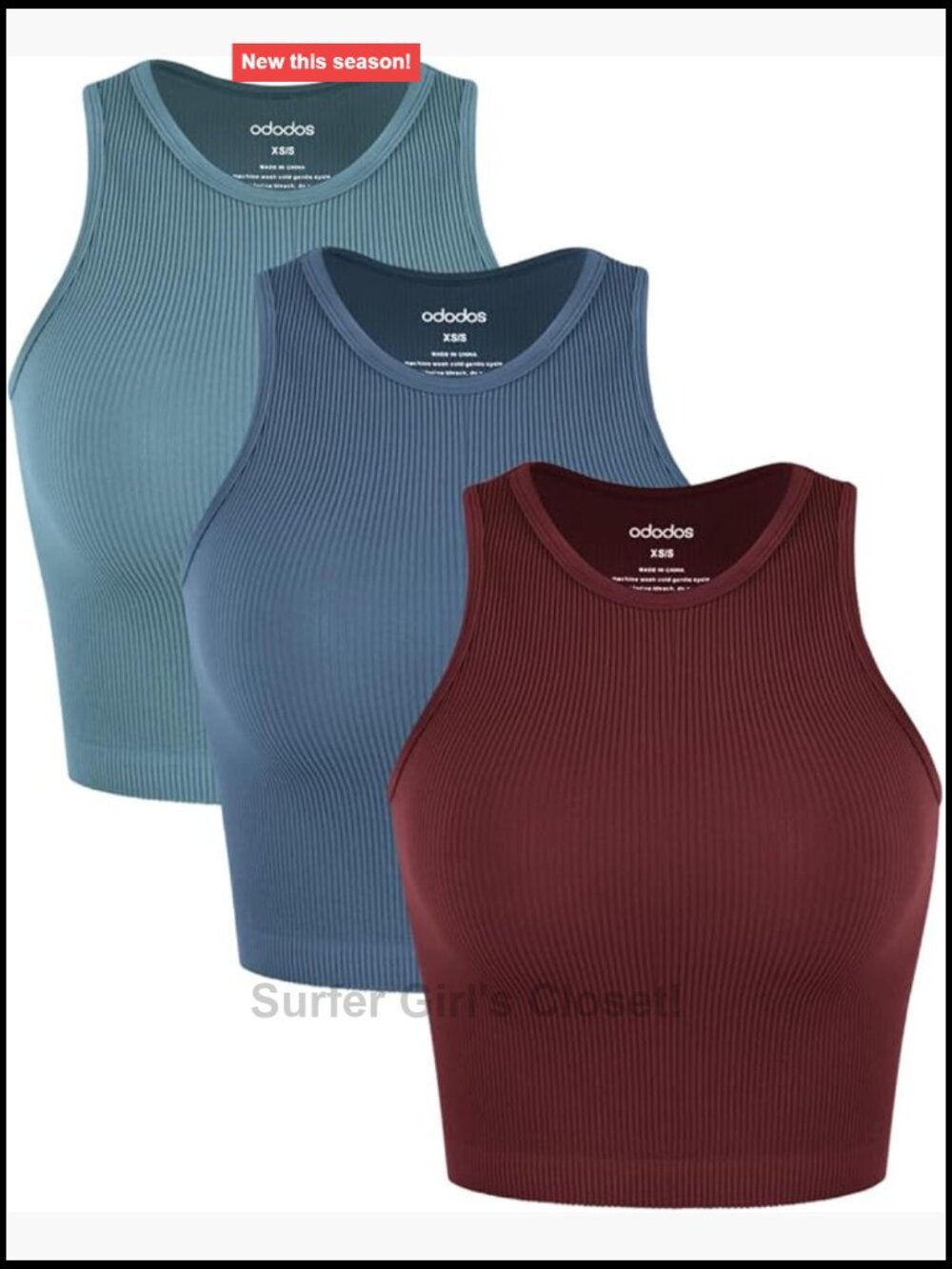 Seamless Ribbed High Neck Crop Tank Top 3-Pack Women's Yoga Workout